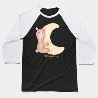 Cute and Smart Cookie Sweet little llama sleeping on a moon cute baby outfit Baseball T-Shirt